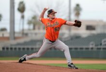 Логан Вебб, Хаиден Бирдсонг из СФ Гиантса бацају прве живе оловке