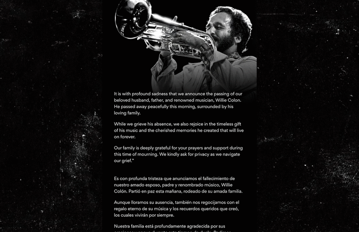 Легендарни музичар салсе Вили Колон умро у 75 Легендарни музичар салсе Вили Колон умро у 75