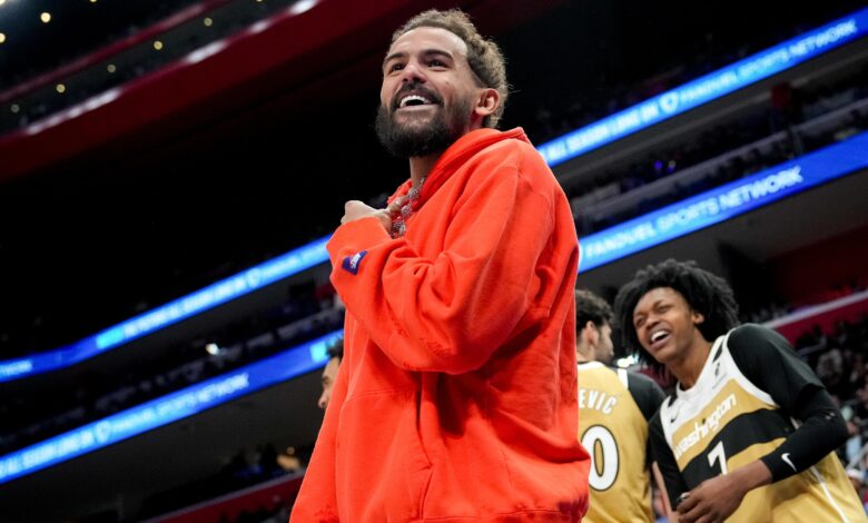 Треј Јанг реагује на Хавкс Трибуте видео, Атланта се враћа након размене у Визардс у НБА року Треј Јанг реагује на Хавкс Трибуте видео, Атланта се враћа након размене у Визардс у НБА року