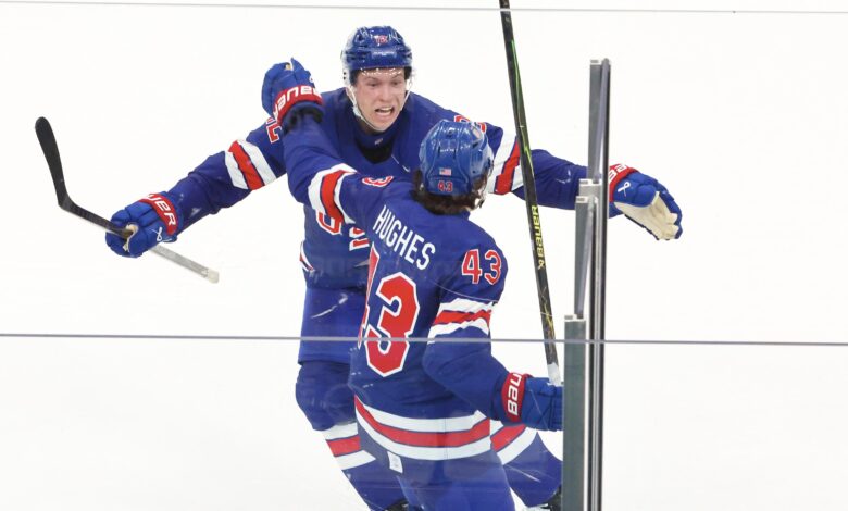 „Само олакшање“, Квин Хјуз реагује на гол за победу САД против Шведске на Олимпијским играма „Само олакшање“, Квин Хјуз реагује на гол за победу САД против Шведске на Олимпијским играма