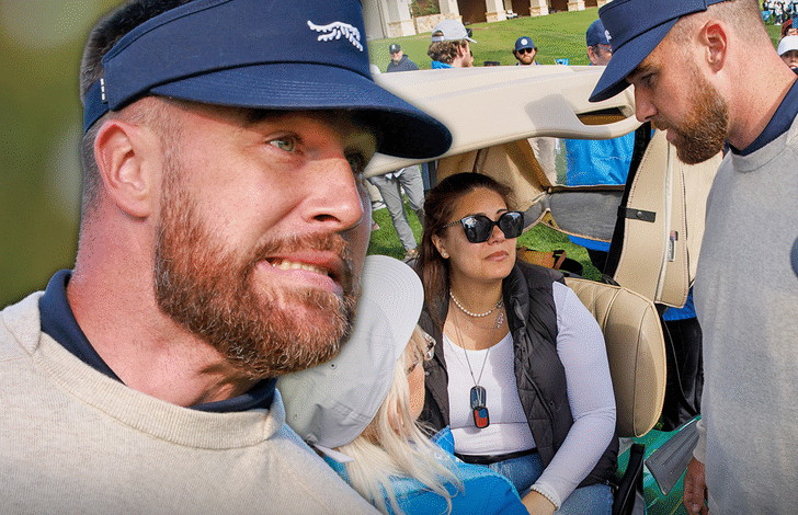 Травис Келце проверава жену након што ју је ударио лоптом за голф