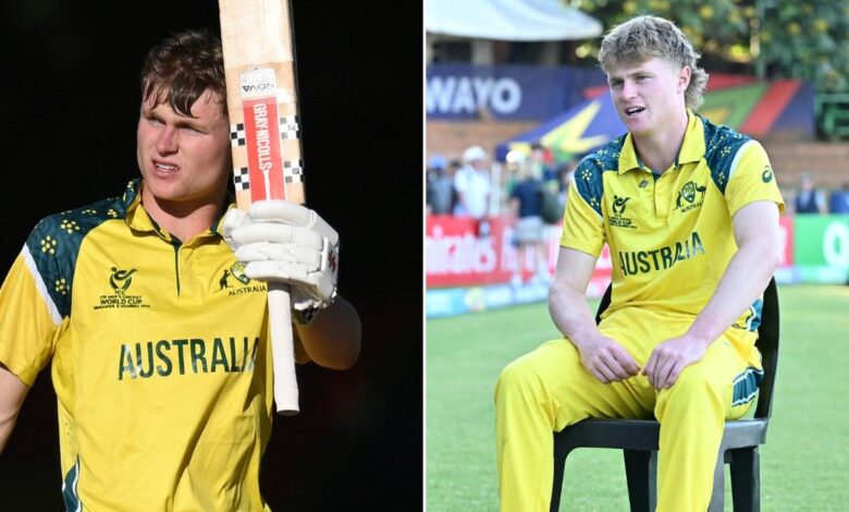 Грчевити млади аустралијски пиштољ Оллие Пеаке каналише Глена Максвела са столећем у поразу на Светском првенству до 19 година од Енглеске Грчевити млади аустралијски пиштољ Оллие Пеаке каналише Глена Максвела са столећем у поразу на Светском првенству до 19 година од Енглеске