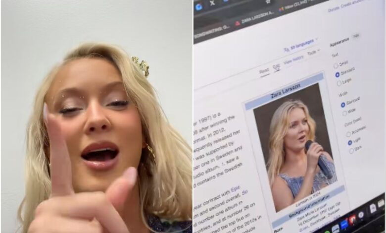 Зара Ларссон моли фанове да престану да мењају њену фотографију на Википедији