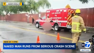 Голи мушкарац „на дроги“ бежи са места холивудске несреће на бизарном снимку