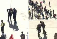 Федерални агент повређен када су студенти против ИЦЕ агитатора видели како замахују мотком према полицајцима у сукобу у центру Лос Анђелеса