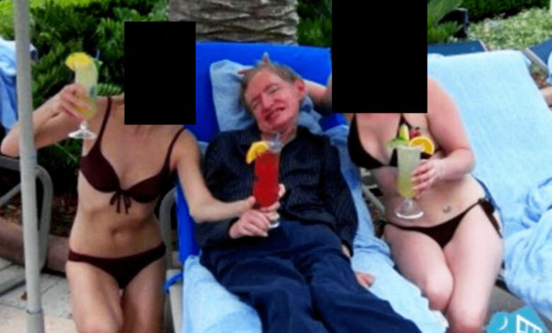 Стивен Хокинг је видео како се излежава између две жене обучене у бикини док се везе научника са Епстајном враћају у центар пажње