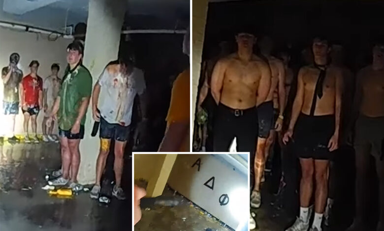 Вирални узнемирујући снимци камере показују десетине људи без мајица и повеза на очима који се обећавају на Универзитету у Ајови прекривени храном у подруму братства